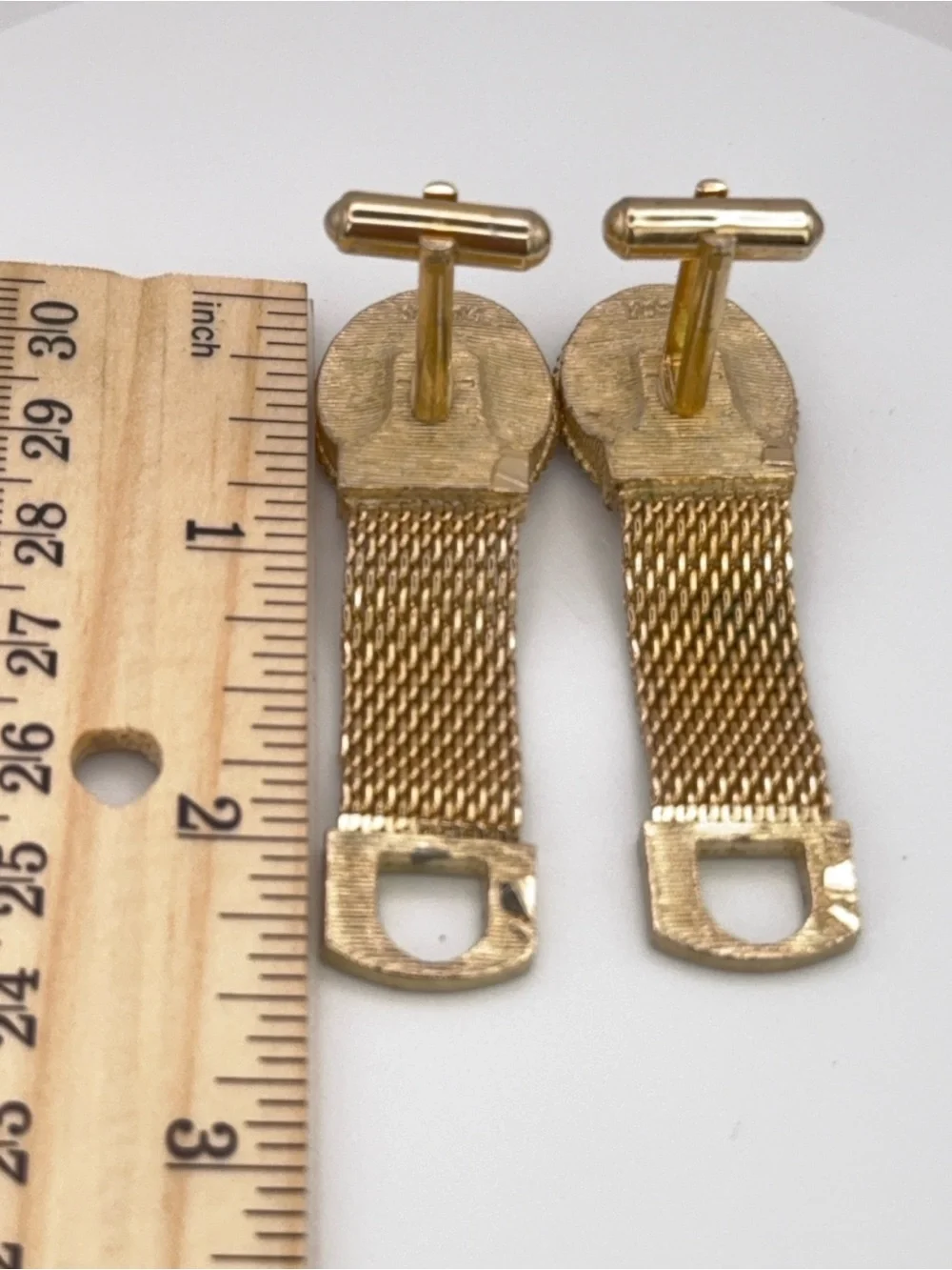 SWANK Gold-Tone Wrap Around Cuff Links with Blue Marquise Style Rhinestone